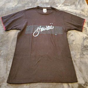 WOMENS VINTAGE BLACK HAWAII SHIRT - 1984